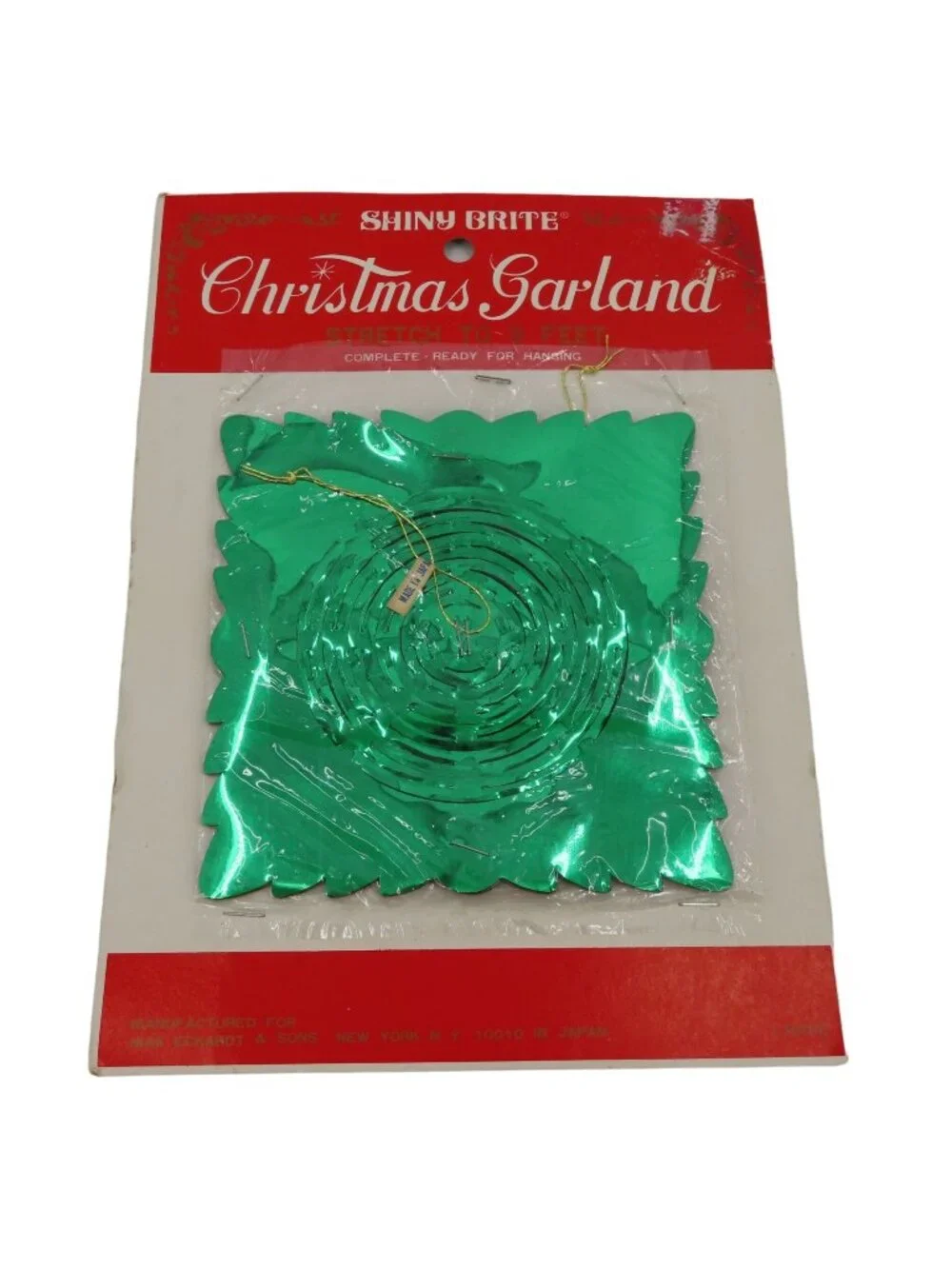 VTG Shiny Brite Christmas Garland Green Foil 9 Feet Made in Japan Retro NEW Xmas
